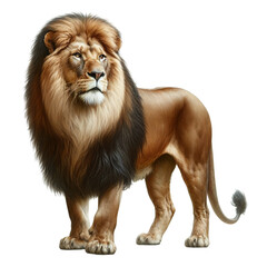 Majestic Lion Portrait: A regal lion, the embodiment of strength and grace, stands proudly, its majestic mane framing a portrait of power and poise.