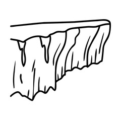 Black Line Art Cliffside Illustration on White Background