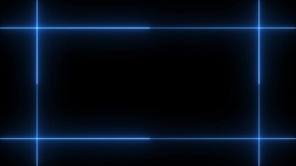 Neon line glowing rectangle frame on black background. Glowing blue neon frame background animation rectangle shape. - Powered by Adobe