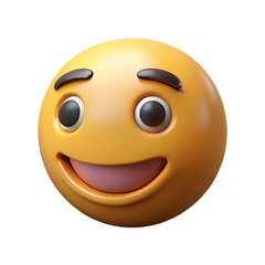 Fototapeta premium Cheerful 3D Smiling Emoji: Happiness, Positive Emotion, Chat Icon