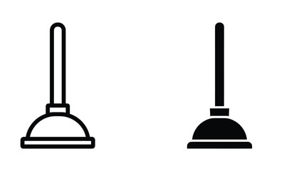 A simple black and white illustration of two plunger icons side by side