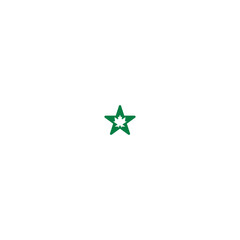 Green Star with Negative Space Maple Leaf Logo with white background. 