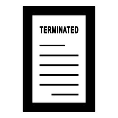 White paper with termination text symbolizes job loss. Suitable for HR, unemployment, layoff visuals. Simple clean vector.