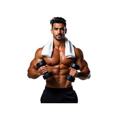 Muscular Man Holding Dumbbells After Workout