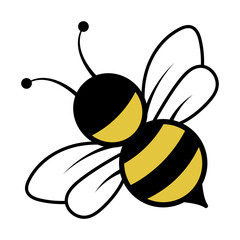 Cute Cartoon Bee Vector Illustration. This vector illustration features a delightful cartoon style bee, depicted in a simple yet expressive design.