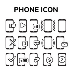 Flat Design Collection of 15 Phone Icons