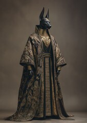 Obraz premium Anubis-inspired figure in elaborate attire, a portrait showcasing regal details and artistry