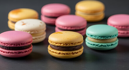 Obraz premium Colorful Macaron Landscape on Dark Background