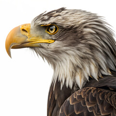 Obraz premium Close up profile of a bald eagle isolated on transparent background