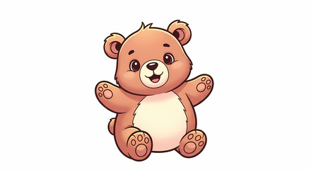 Obraz premium Cute Brown Bear Cub Illustration: Perfect for Children's Books & Designs