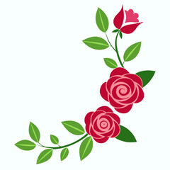 Decorative floral arrangement with pink and red roses and green leaves