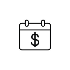 Simple calendar icon with a dollar sign, symbolizing payment due dates.