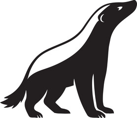 Honey badger silhouette simple black and white, Wildlife vector sketch clean design