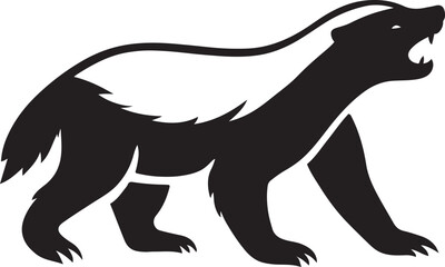Honey badger profile silhouette bold style, Strong black animal graphic vector