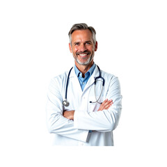 Confident Smiling Male Doctor in White Coat with Stethoscope