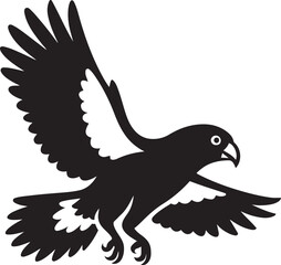 Bird in flight bold silhouette design, Flying animal sketch black and white vector