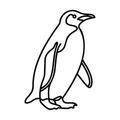 Black Line Art Penguin Illustration on White Background