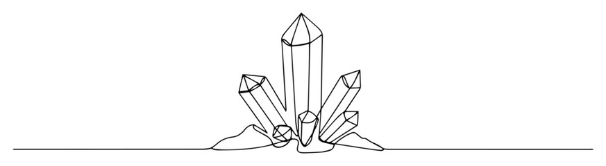 crystal cluster gemstone line illustration