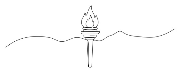 flaming torch symbol of freedom line art