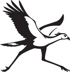 Fototapeta premium Secretary bird minimal silhouette vector design, African bird sketch in clean style