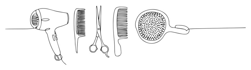 hairdressing equipment set with brush and combs