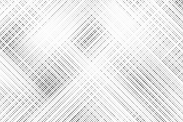 Grunge halftone gradient background. Faded grit noise texture. White and black sand wallpaper. Retro pixelated backdrop. Anime or manga style comic overlay. Vector graphic design textured template