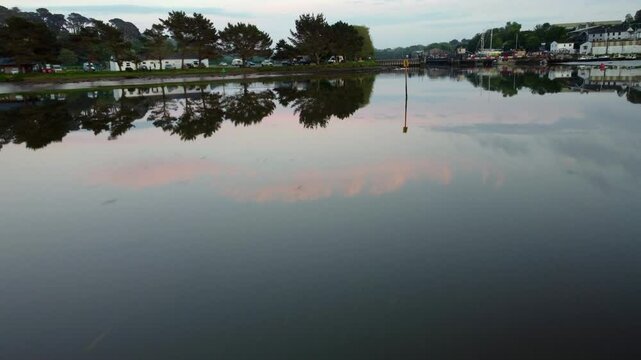 aerial view of the truro river cornwall uk at sunset