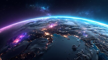 Obraz premium Earth's night-side view, detailed continents