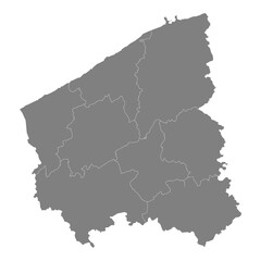 Obraz premium High Quality map of West Flanders is a province of Belgium, with borders of the regions