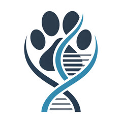 DNA Helix and Animal Paw icon Representing Veterinary Genetics and Pet Health