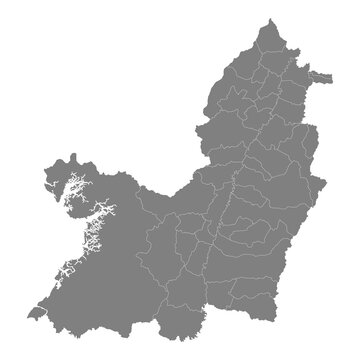 High Quality map of Valle del Cauca is a state of Colombia, with borders of the districts