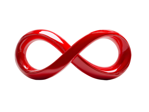 red infinity on a white background