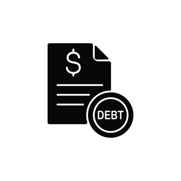Black icon of debt document and seal.
