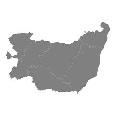 Fototapeta premium High Quality map of Suffolk is a county of England, with borders of the districts