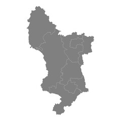 Obraz premium High Quality map of Derbyshire is a county of England, with borders of the districts