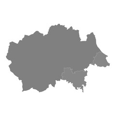 Obraz premium High Quality map of Durham is a county of England, with borders of the districts