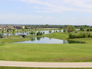 The lakes in the countryside park on a sunny day.