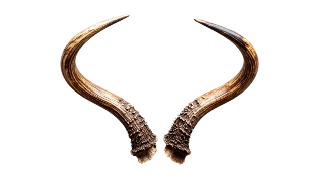 A Majestic bull horns isolated on black background perfect for design projects needing power nature or wild animal elements a strong symbol of strength and masculinity