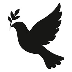 Obraz premium Minimalist silhouette of a dove gliding mid-air, often used in modern art, logos, and memorials as a symbol of purity, calmness, and spiritual freedom