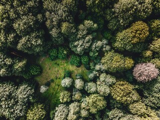 Aerial view of a green forest