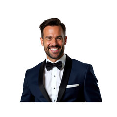 Handsome Man in Tuxedo Smiling Confidently