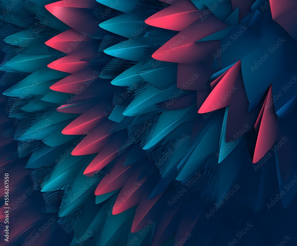 Fototapete abstract feathers rendering in a gradient style
