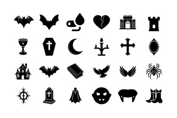 Vampire gothic Halloween vector icon elements