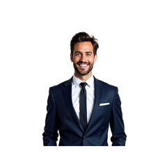 Confident and Successful Businessman in a Dark Blue Suit