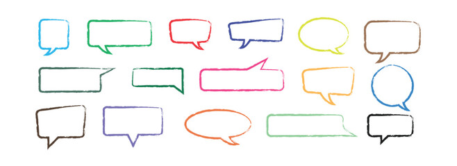 Obraz premium Minimal Speech Bubble Line Icons – Vector Set of Chat Balloons, Messaging Symbols, and Dialogue Boxes for User Interface Design, Social Media Apps, and Communication Templates