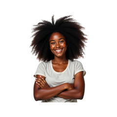 Confident Young Black Woman with Arms Crossed and Smiling