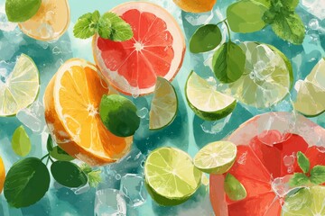 cooling fruits in summer concept , Generative AI