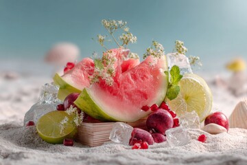 cooling fruits in summer concept , Generative AI