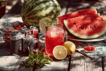 cooling fruits in summer concept , Generative AI