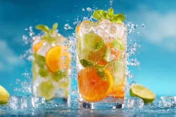 cooling fruits in summer concept , Generative AI